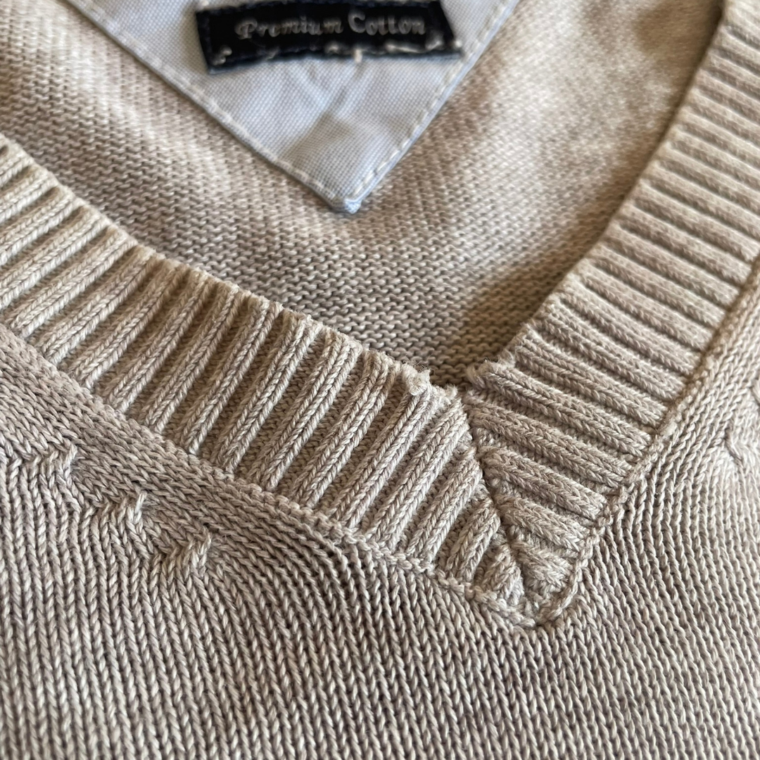 Vintage Tommy Hilfiger V-Neck Sweater Grau Logo Knit